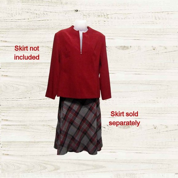 Amanda Smith  ize 14P womens blazer jacket long sleeves dk red faux suede - Picture 4 of 13